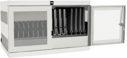 16-Device AC Charging Station Cabinet for Laptops, 10-Foot Cord, White