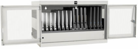 16-Device AC Charging Station Cabinet for Laptops, 10-Foot Cord, White
