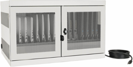 16-Device AC Charging Station Cabinet for Laptops, 10-Foot Cord, White