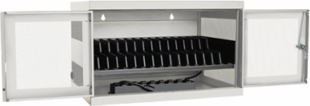 16-Device AC Charging Station Cabinet for Laptops, 10-Foot Cord, White