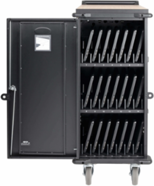 21-Device AC Charging Station, 120V, Mobile Cart, Black, 10 ft Cord