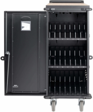 21-Device AC Charging Station, 120V, Mobile Cart, Black, 10 ft Cord