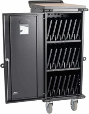 21-Device AC Charging Station, 120V, Mobile Cart, Black, 10 ft Cord
