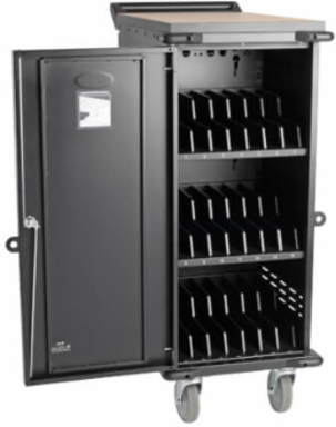 21-Device AC Charging Station, 120V, Mobile Cart, Black, 10 ft Cord