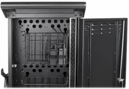 21-Device AC Charging Station, 120V, Mobile Cart, Black, 10 ft Cord