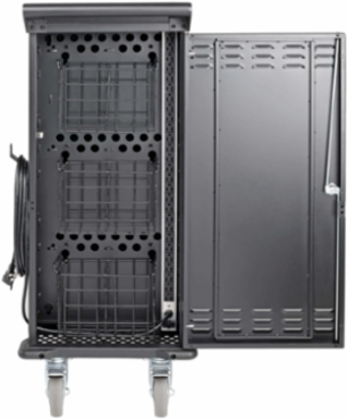 21-Device AC Charging Station, 120V, Mobile Cart, Black, 10 ft Cord