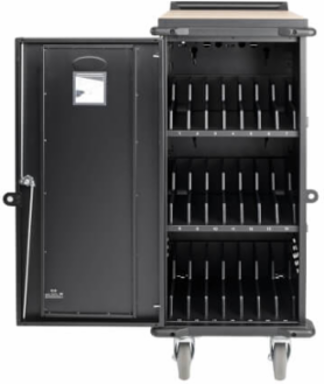 21-Device AC Charging Station, 120V, Mobile Cart, Black, 10 ft Cord