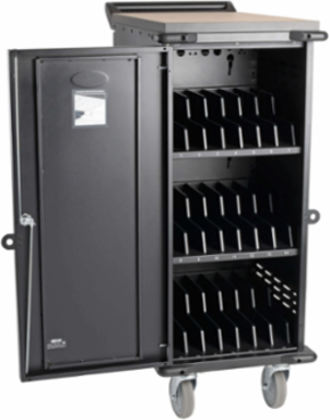 21-Device AC Charging Station, 120V, Mobile Cart, Black, 10 ft Cord
