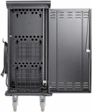 21-Device AC Charging Station, 120V, Mobile Cart, Black, 10 ft Cord