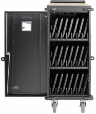 21-Device AC Charging Station, 120V, Mobile Cart, Black, 10 ft Cord