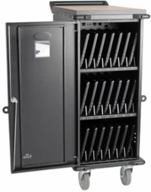 21-Device AC Charging Station, 120V, Mobile Cart, Black, 10 ft Cord