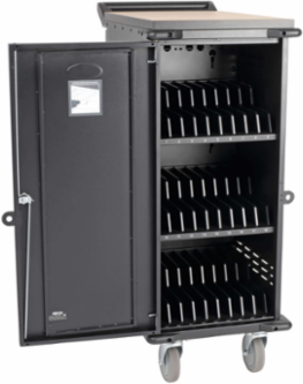 27-Device AC Charging Station, 120V, Mobile Cart, 10 ft Cord, Black