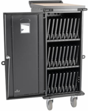 27-Device AC Charging Station, 120V, Mobile Cart, 10 ft Cord, Black