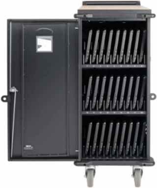 27-Device AC Charging Station, 120V, Mobile Cart, 10 ft Cord, Black