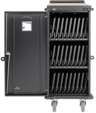 27-Device AC Charging Station, 120V, Mobile Cart, 10 ft Cord, Black