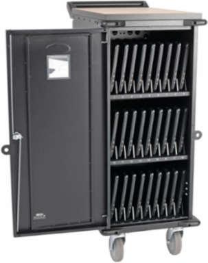 27-Device AC Charging Station, 120V, Mobile Cart, 10 ft Cord, Black