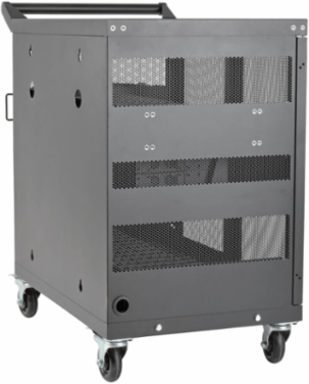 Mobile 32-Device USB Charging Station Cart, 2.4A Ports, Black