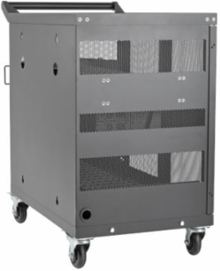 Mobile 32-Device USB Charging Station Cart, 2.4A Ports, Black