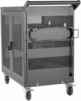 Mobile 32-Device USB Charging Station Cart, 2.4A Ports, Black