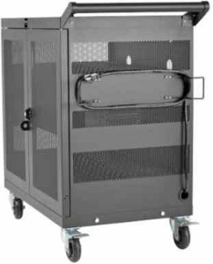 Mobile 32-Device USB Charging Station Cart, 2.4A Ports, Black