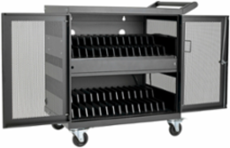 Mobile 32-Device USB Charging Station Cart, 2.4A Ports, Black
