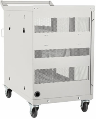 32-Device Mobile USB Charging Cart, 2.4A Ports, Secure Locking, White