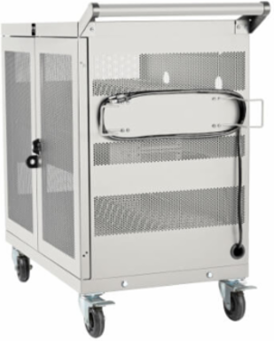 32-Device Mobile USB Charging Cart, 2.4A Ports, Secure Locking, White