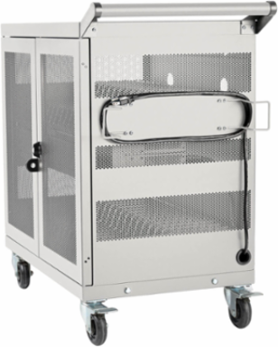 32-Device Mobile USB Charging Cart, 2.4A Ports, Secure Locking, White