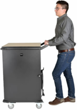 Mobile Charging Cart for 36 Devices up to 15 Inch, Black, AC Charging, Timed Zones