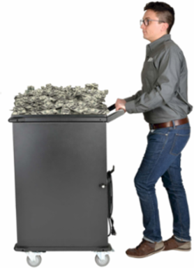 Mobile Charging Cart for 36 Devices up to 15 Inch, Black, AC Charging, Timed Zones