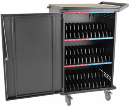 Mobile Charging Cart for 36 Devices up to 15 Inch, Black, AC Charging, Timed Zones