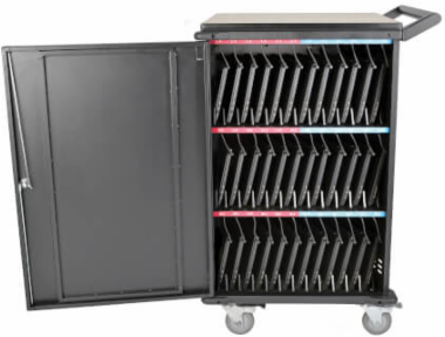 Mobile Charging Cart for 36 Devices up to 15 Inch, Black, AC Charging, Timed Zones