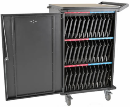 Mobile Charging Cart for 36 Devices up to 15 Inch, Black, AC Charging, Timed Zones