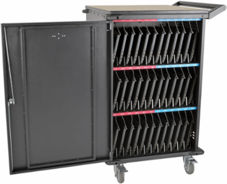 Mobile Charging Cart for 36 Devices up to 15 Inch, Black, AC Charging, Timed Zones