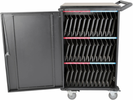 Mobile Charging Cart for 36 Devices up to 15 Inch, Black, AC Charging, Timed Zones