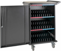 Mobile Charging Cart for 36 Devices up to 15 Inch, Black, AC Charging, Timed Zones