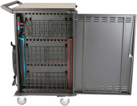 42-Device Mobile Charging Cart, 120V, 10 ft Cord, Black, UL Certified