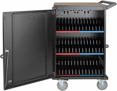 42-Device Mobile Charging Cart, 120V, 10 ft Cord, Black, UL Certified