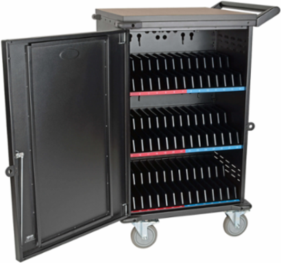 42-Device Mobile Charging Cart, 120V, 10 ft Cord, Black, UL Certified