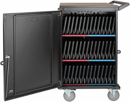 42-Device Mobile Charging Cart, 120V, 10 ft Cord, Black, UL Certified