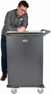 Mobile Charging Cart for 45 Devices, 120V, 10 ft Cord, Black, 110 lbs