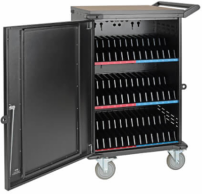 48-Device Mobile Charging Cart, 10 ft Cord, Black, 120V NEMA 5-15P