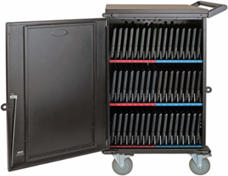 48-Device Mobile Charging Cart, 10 ft Cord, Black, 120V NEMA 5-15P