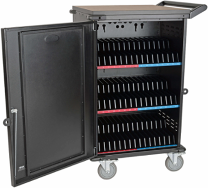 48-Device Mobile Charging Cart, 10 ft Cord, Black, 120V NEMA 5-15P