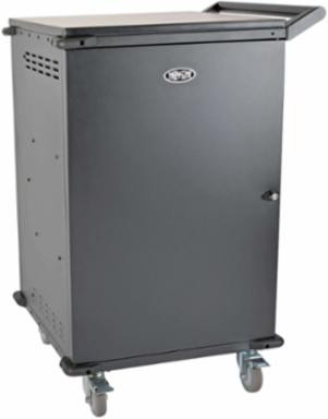 48-Device Mobile Charging Cart, 10 ft Cord, Black, 120V NEMA 5-15P