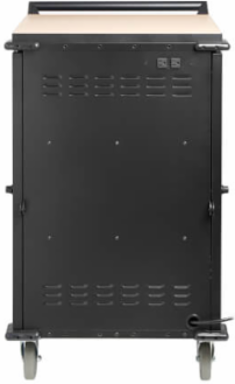 Locking Storage Cart for Mobile Devices and AV Equipment, Steel/Wood, Black