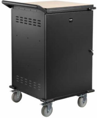Locking Storage Cart for Mobile Devices and AV Equipment, Steel/Wood, Black