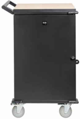 Locking Storage Cart for Mobile Devices and AV Equipment, Steel/Wood, Black