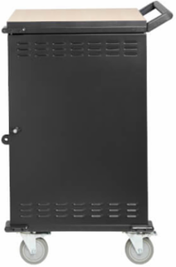 Locking Storage Cart for Mobile Devices and AV Equipment, Steel/Wood, Black