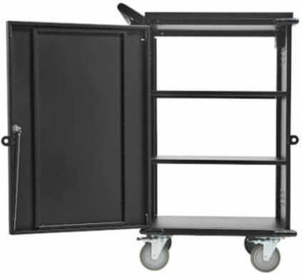 Locking Storage Cart for Mobile Devices and AV Equipment, Steel/Wood, Black